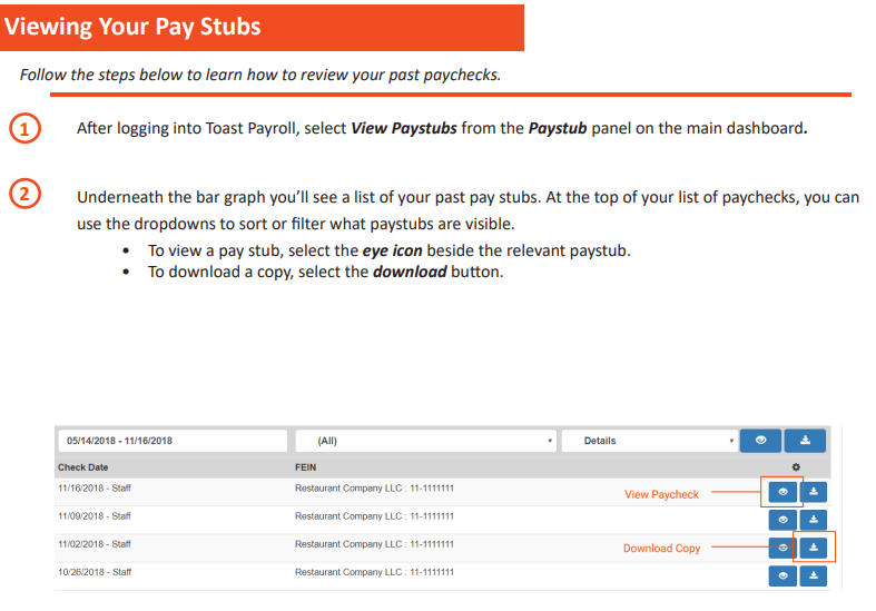 Toast Payroll View Your Paystubs