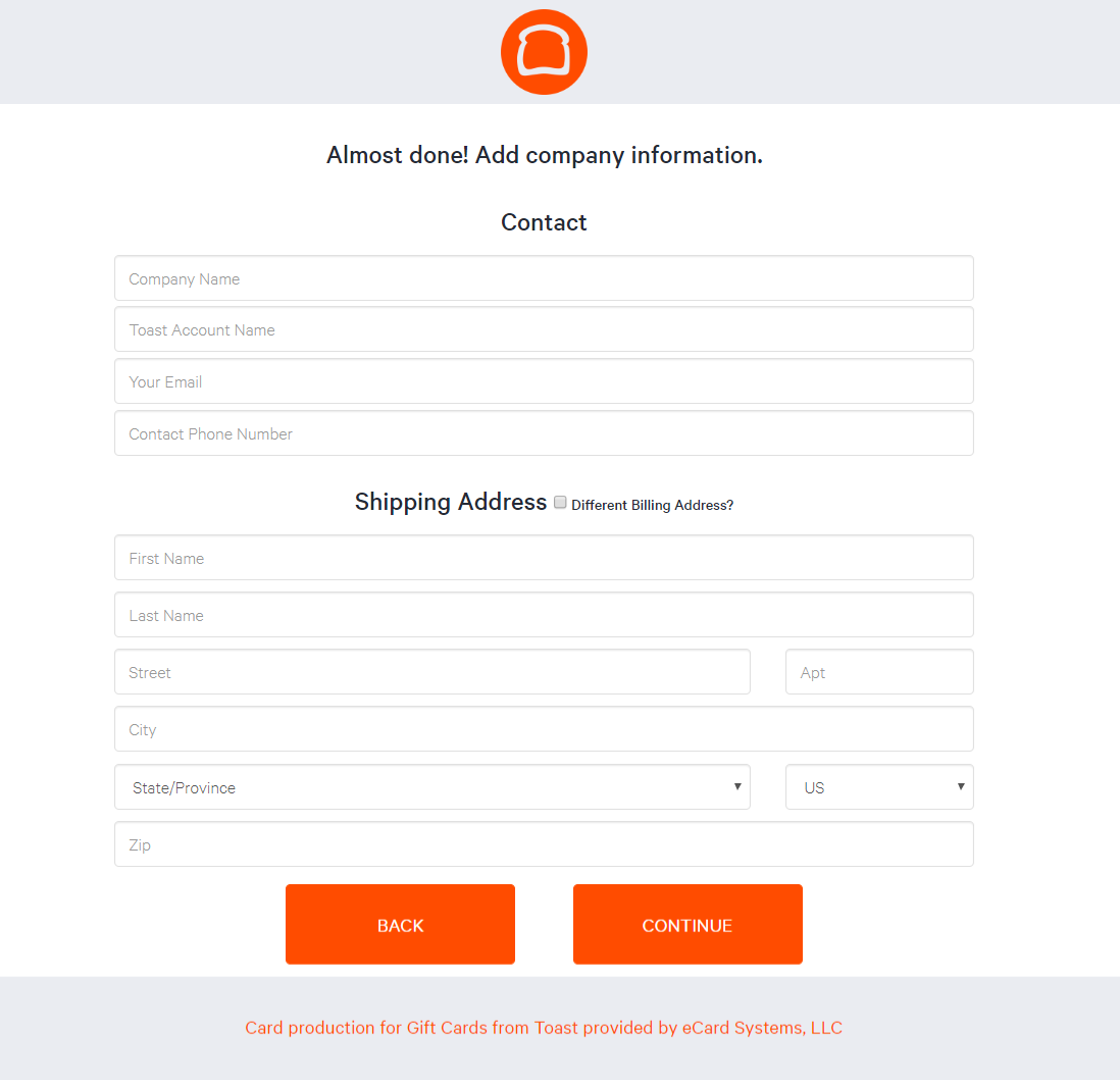 Ordering New Gift Cards