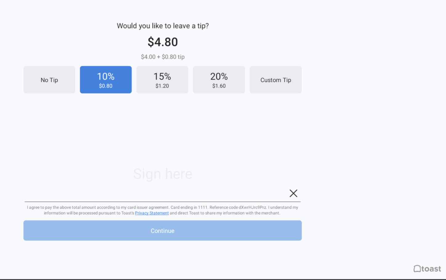 Receipts: Display Suggested Tip Amounts