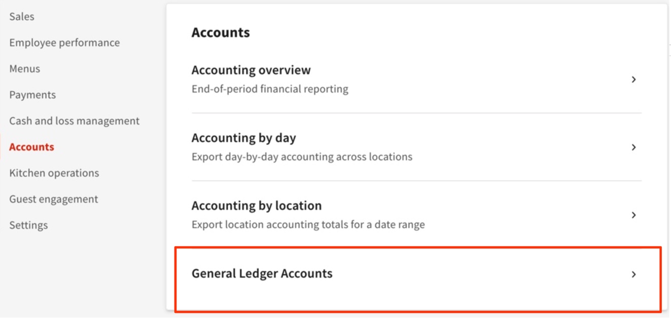 Creating and Mapping General Ledger Codes for Toast POS