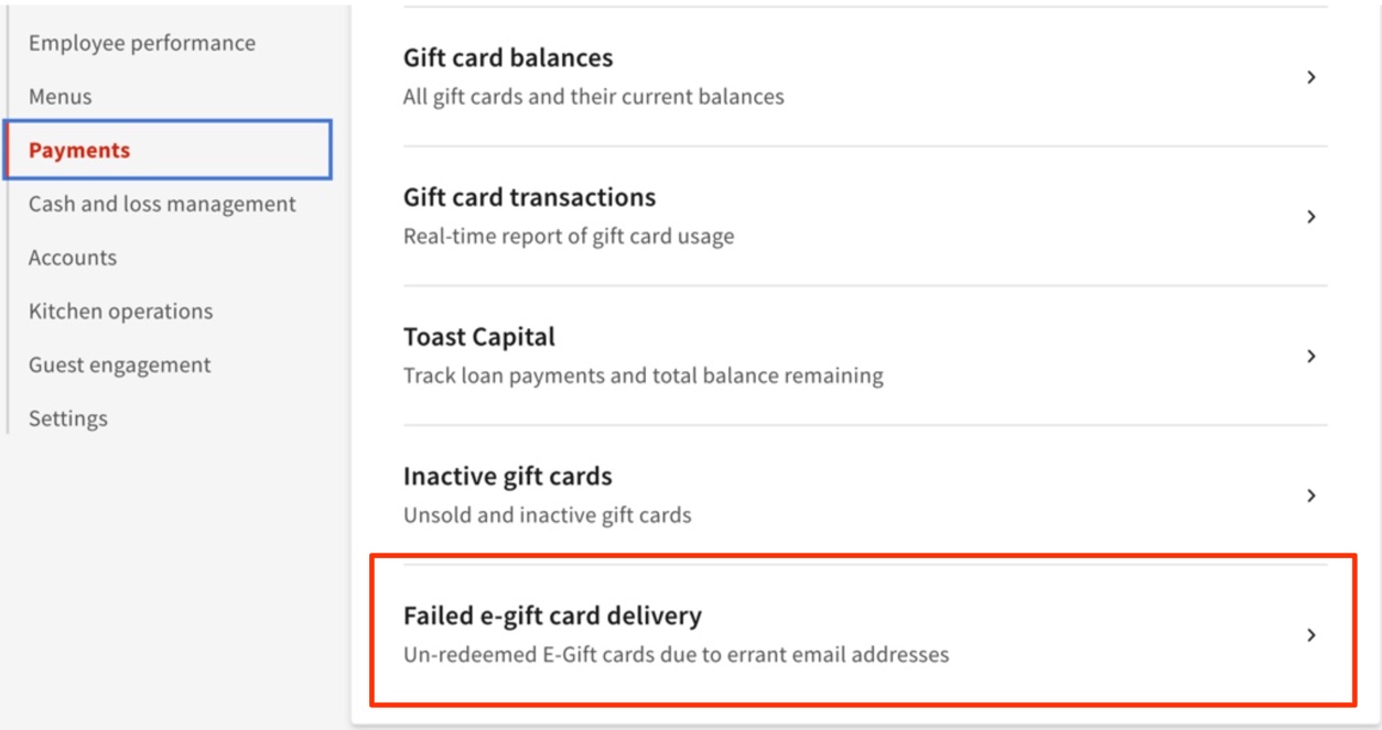 Resending E-Gift Cards