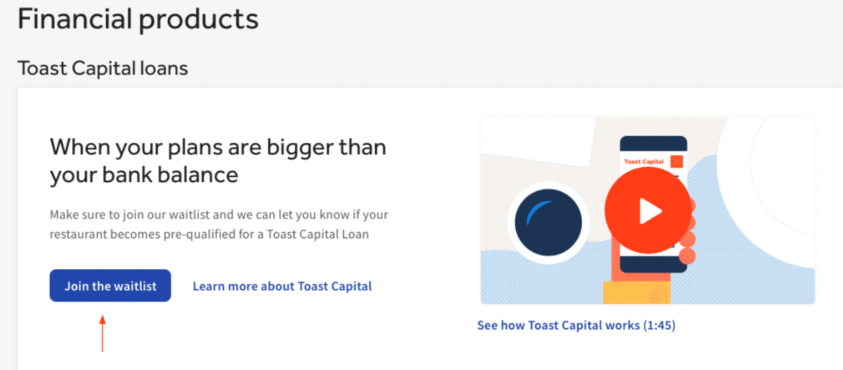 Toast Capital Getting Started