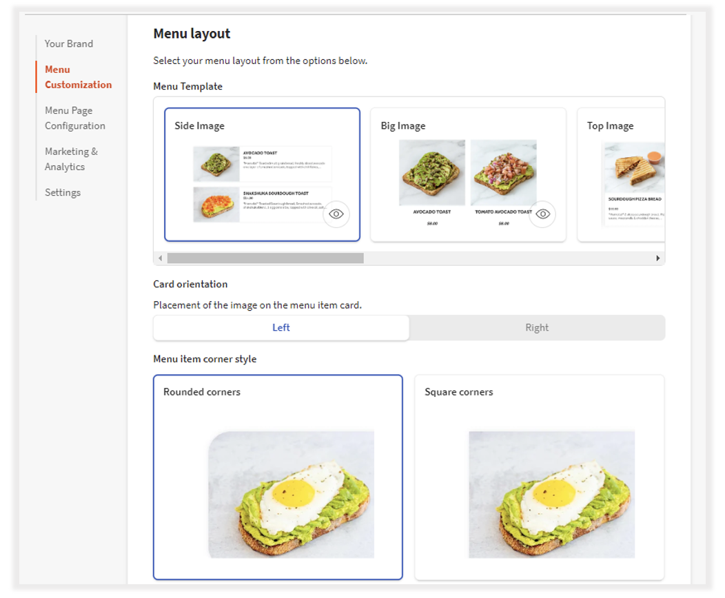 Toast Online Ordering Pro Menu Customization