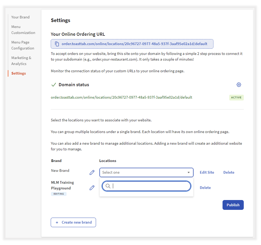Toast Online Ordering Pro Locations