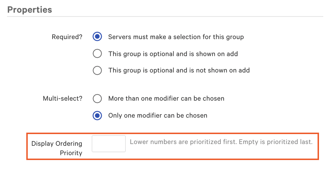 Editing & Managing Modifier Group Display Order