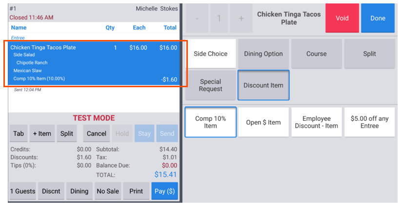 Removing a Discount or Comp from a Check