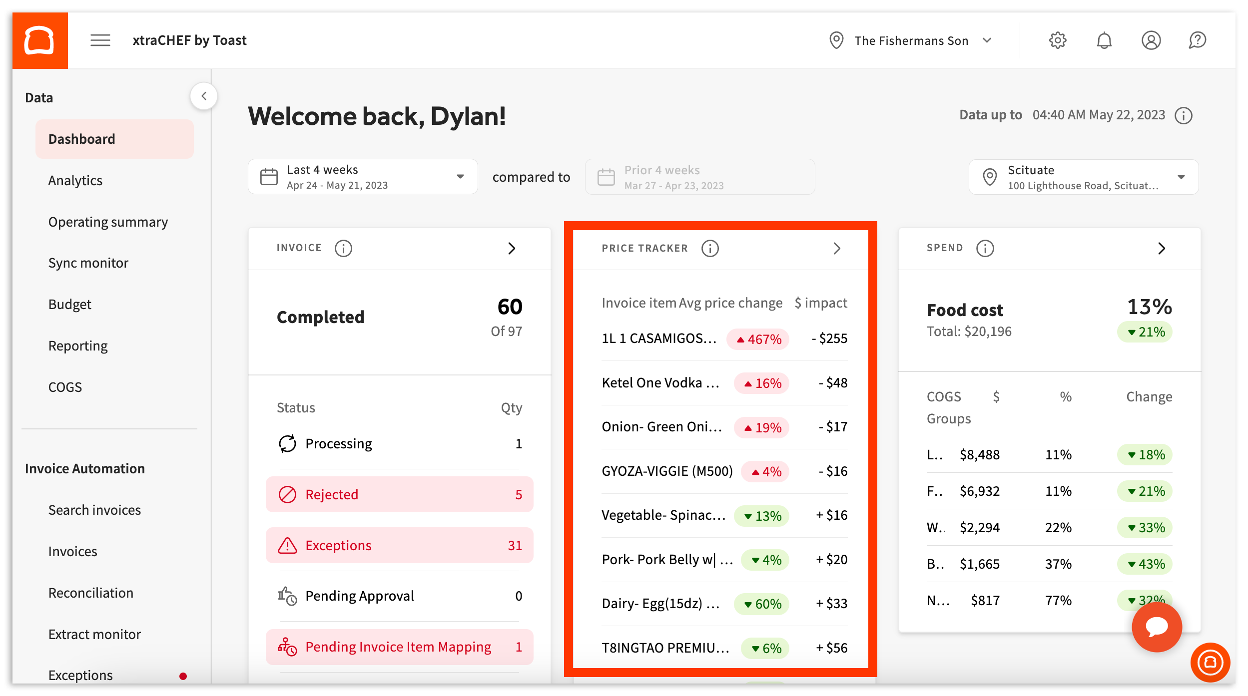 xtraCHEF Price Tracker