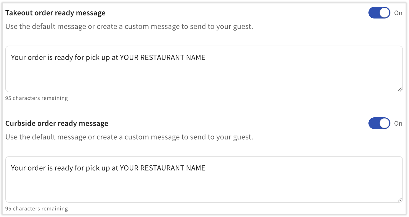 Order Ready Text Messaging from the Orders Hub