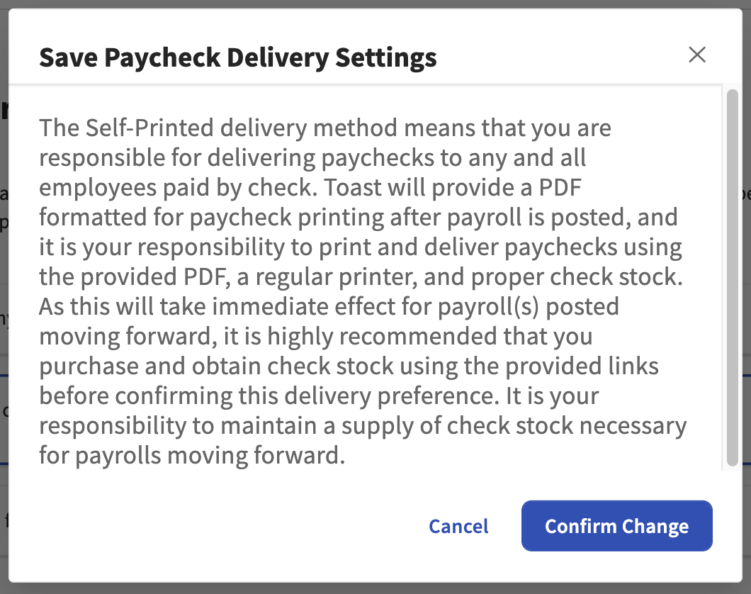 Toast Payroll Review Paycheck Delivery Options
