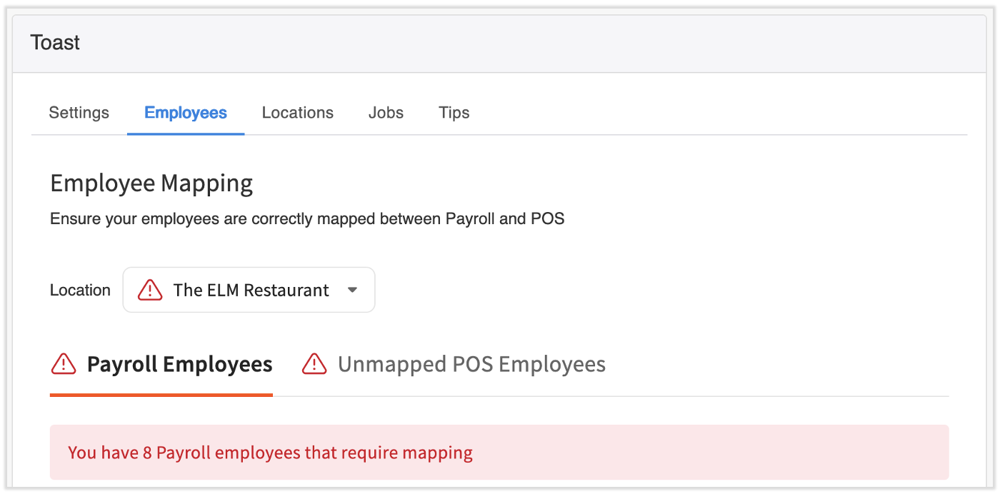Toast Payroll Manage Employee Mapping