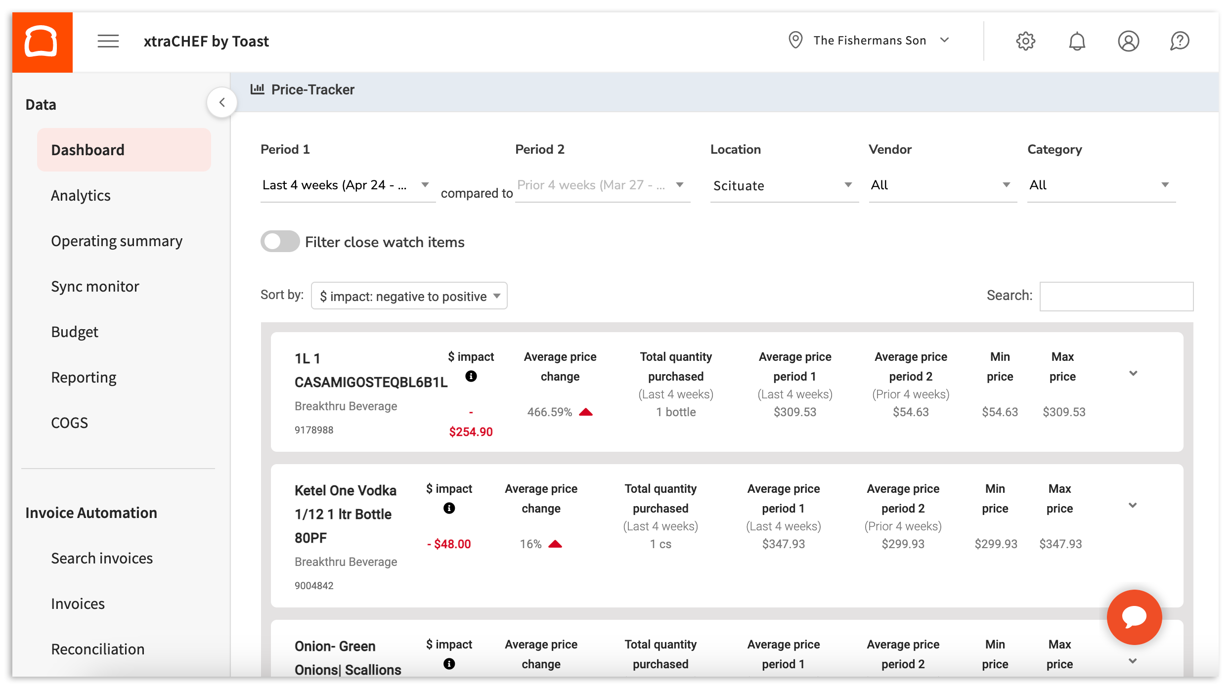 xtraCHEF Price Tracker