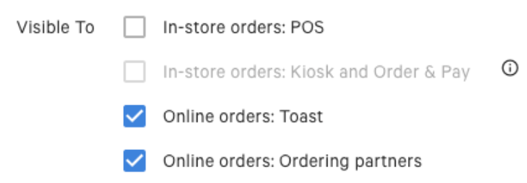 "Visible to" settings with "In-store orders: POS" deselected