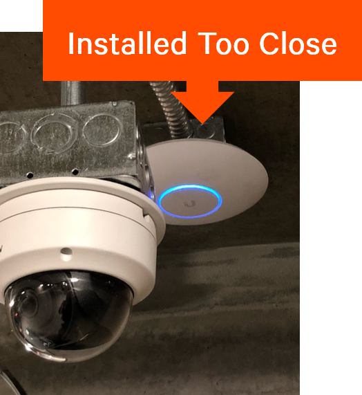 WAP installed too close to security camera