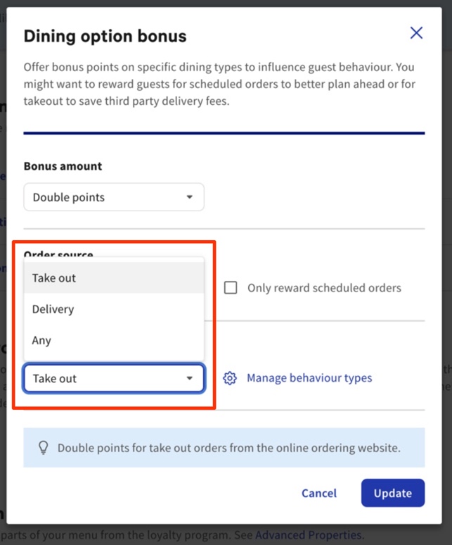 Setting up a Dining Option Bonus for Toast Loyalty