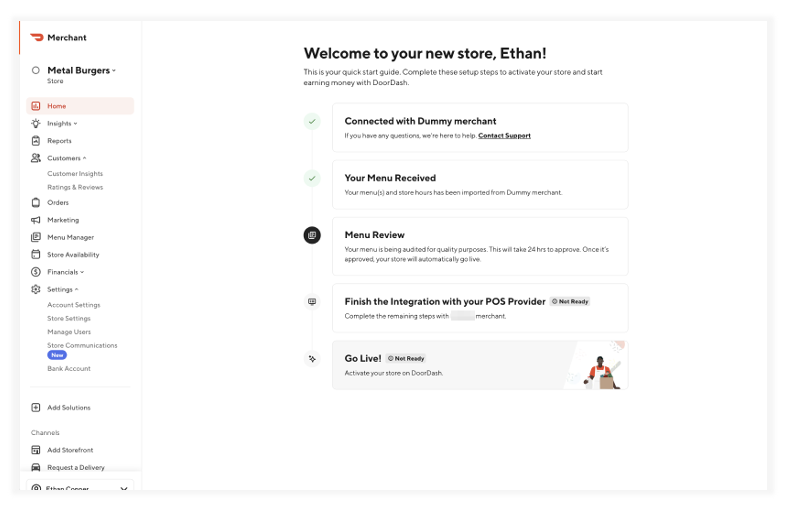 DoorDash account completion.
