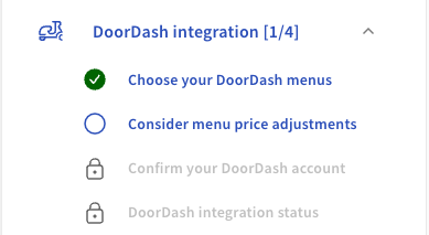 DoorDash setup checklist in Toast Web