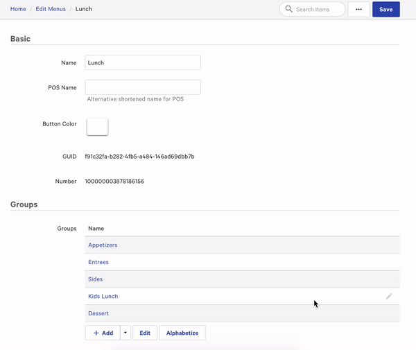 Delete groups and subgroups in Toast Web.