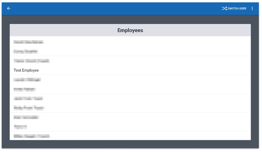 Employees list on POS device