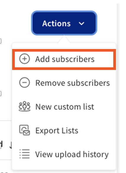 Add subscribers action for email marketing.