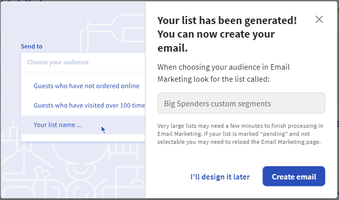 List created custom segments