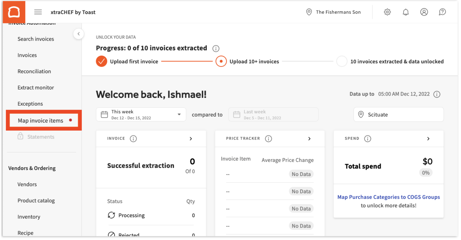 Map Invoice item in Toast Web