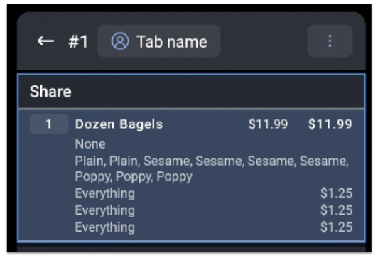 example of duplicate modifiers on a POS order