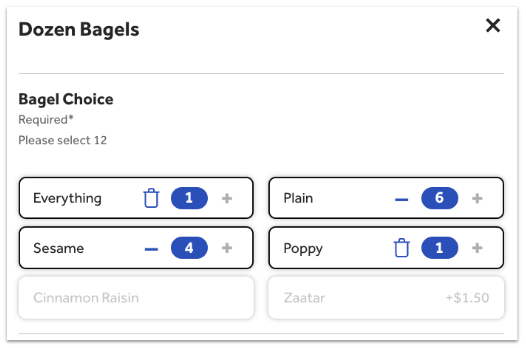 example of duplicate modifiers on Online Ordering