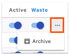 archive discount button with toggle flipped to on.