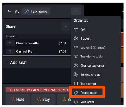 promo code on POS check