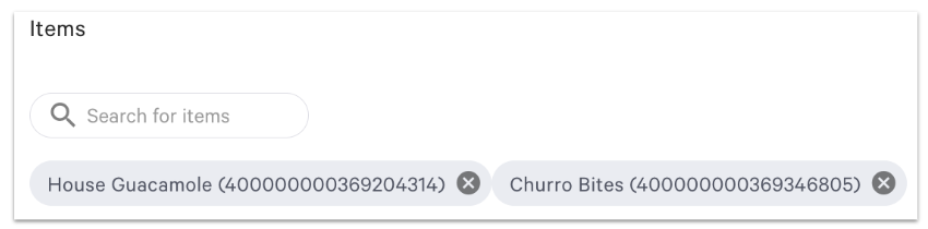 items selected for BOGO discount redemption