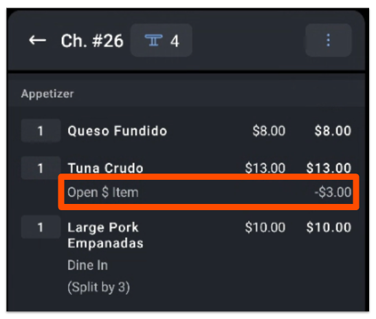 discount displayed on check details