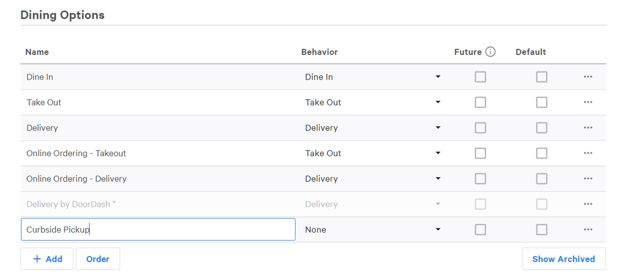Creating dining options for curbside