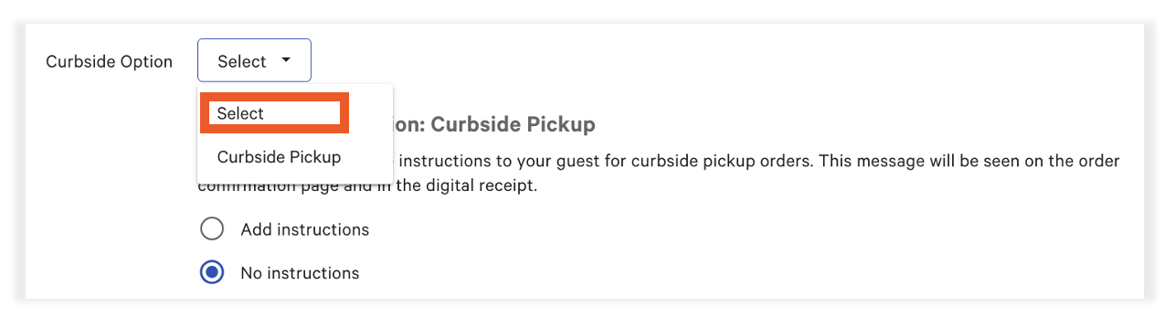 Disable curbside pickup.