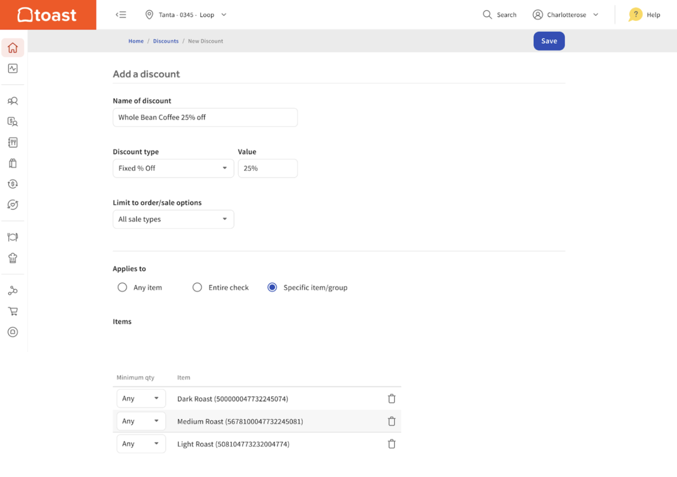 Set minimum quantity required for discount