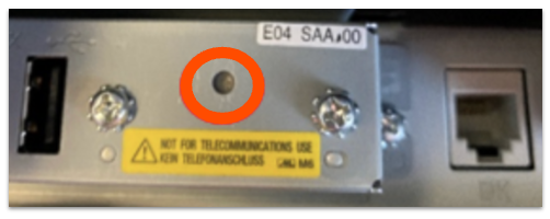 back of u220 printer showing the reset button