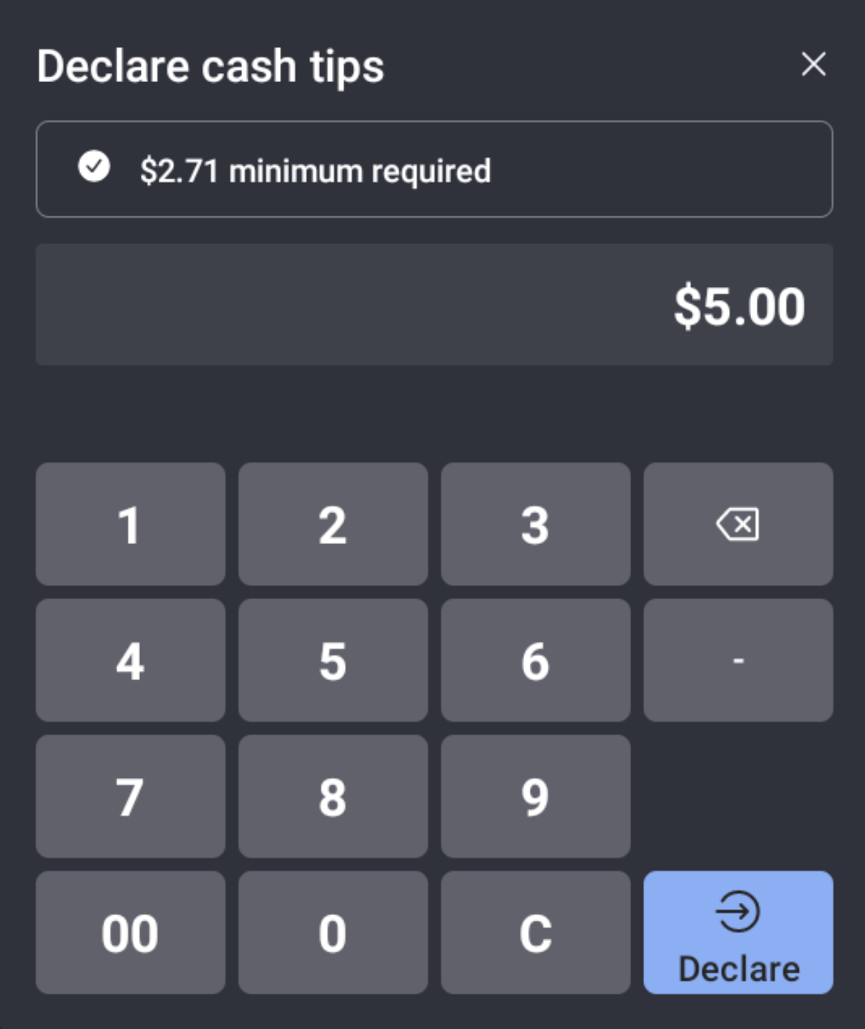 Shift review declare cash tips