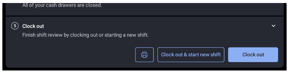 clock out step of shift review