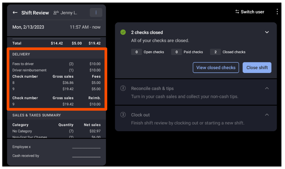 shift review for delivery drivers
