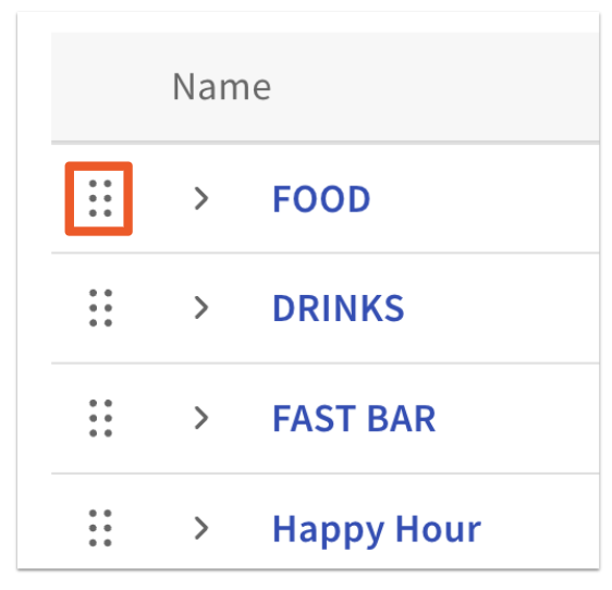 6-dot icons next to menu names 
