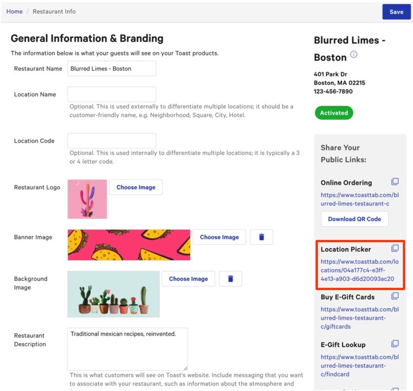 Location picker information.