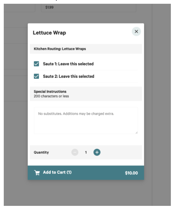 Default modifier kitchen routing