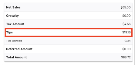 Driver tip report in the Sales Summary Report.
