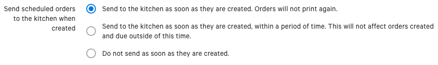 Scheduled order for the kitchen set up.