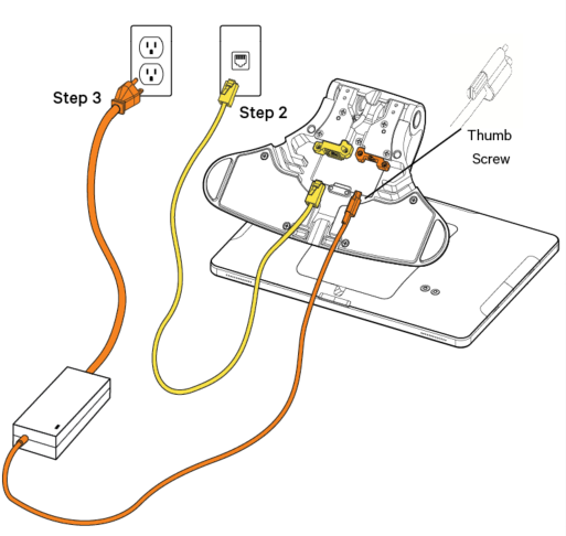 cable and hardware setup for on-stand Toast Flex for Kitchen