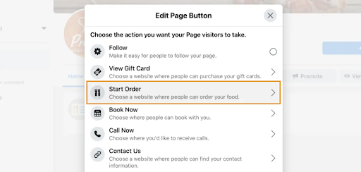 Edit Page Button - Select Start Order