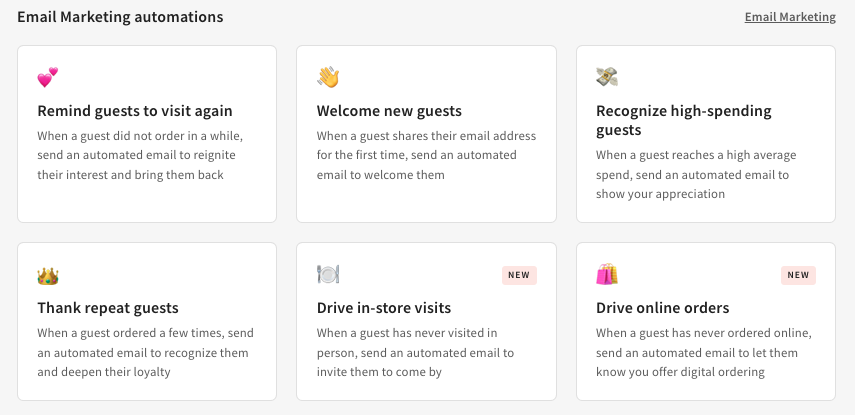 Automations for Toast Email Marketing.