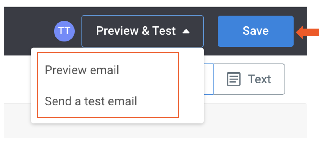 Preview and test email option.