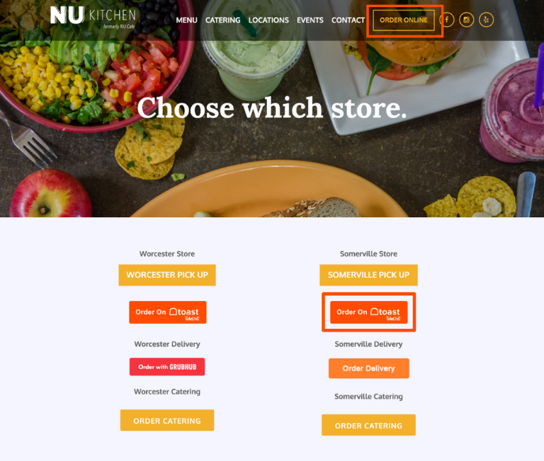 Sample Online Ordering Website highlighting the Order Now Button