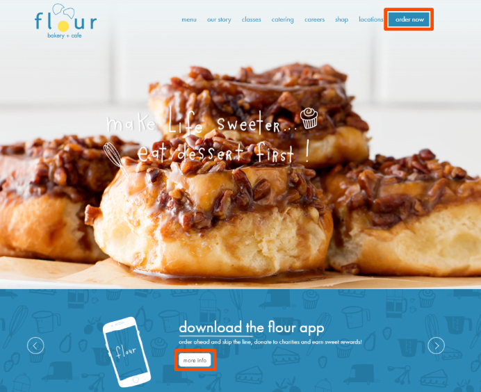 Sample Online Ordering Website highlighting the Order Now Button