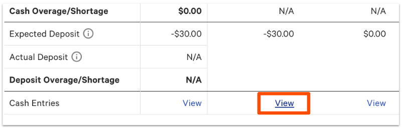 drawer history report - view cash entries